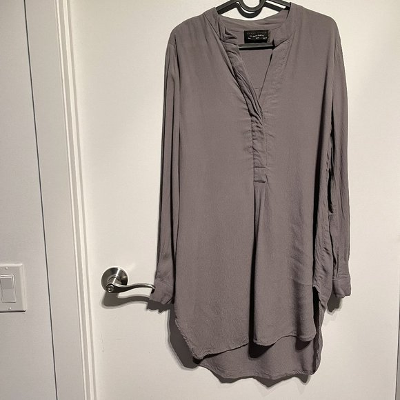 DRESS FORUM Split Neck Popover Tunic, Grey, Size S - Picture 1 of 8